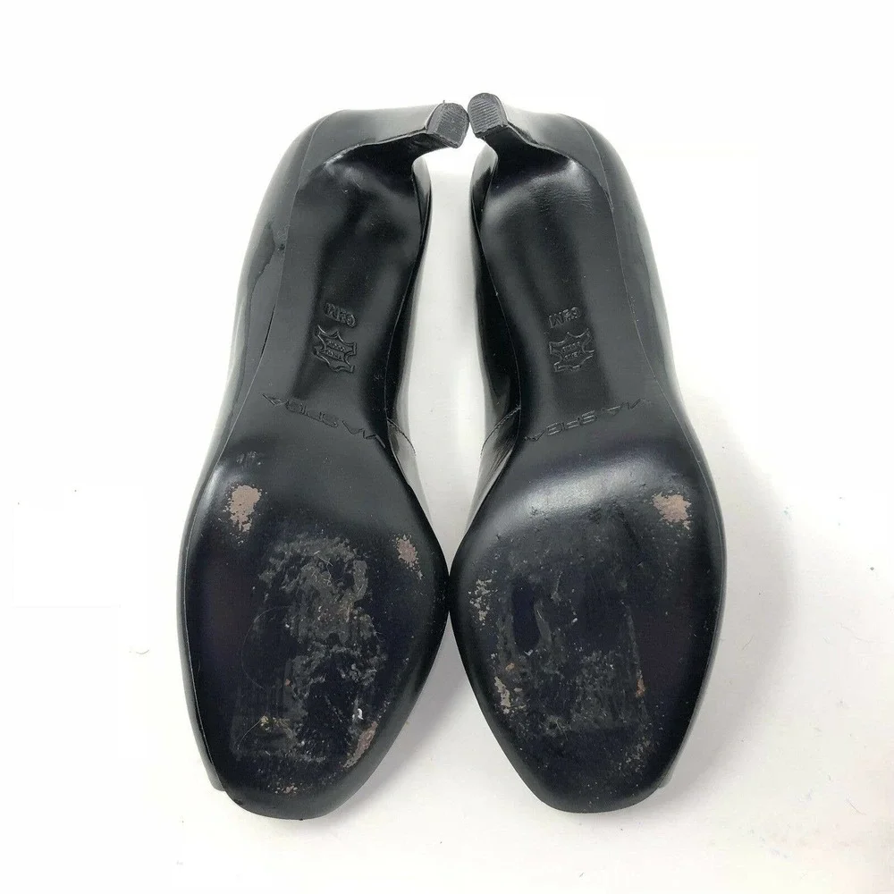 Via Spiga Frankie Pump Black Patent Leather‎ Peep Toe Heel Womens Size 6.5 M